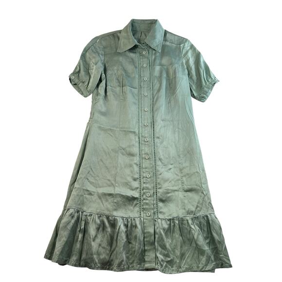 DA-NANG XS Dress Silk Satin Surplus Button Up Twee Danity Feminine Coquette - Picture 1 of 14